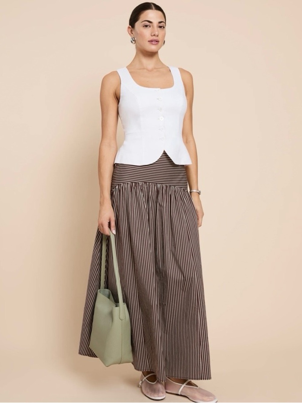 Few Moda Vashti caara brown Maxi Skirt with Wide Waistband